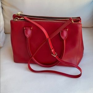 Ralph Lauren Newbury Double ZIP Satchel in Red